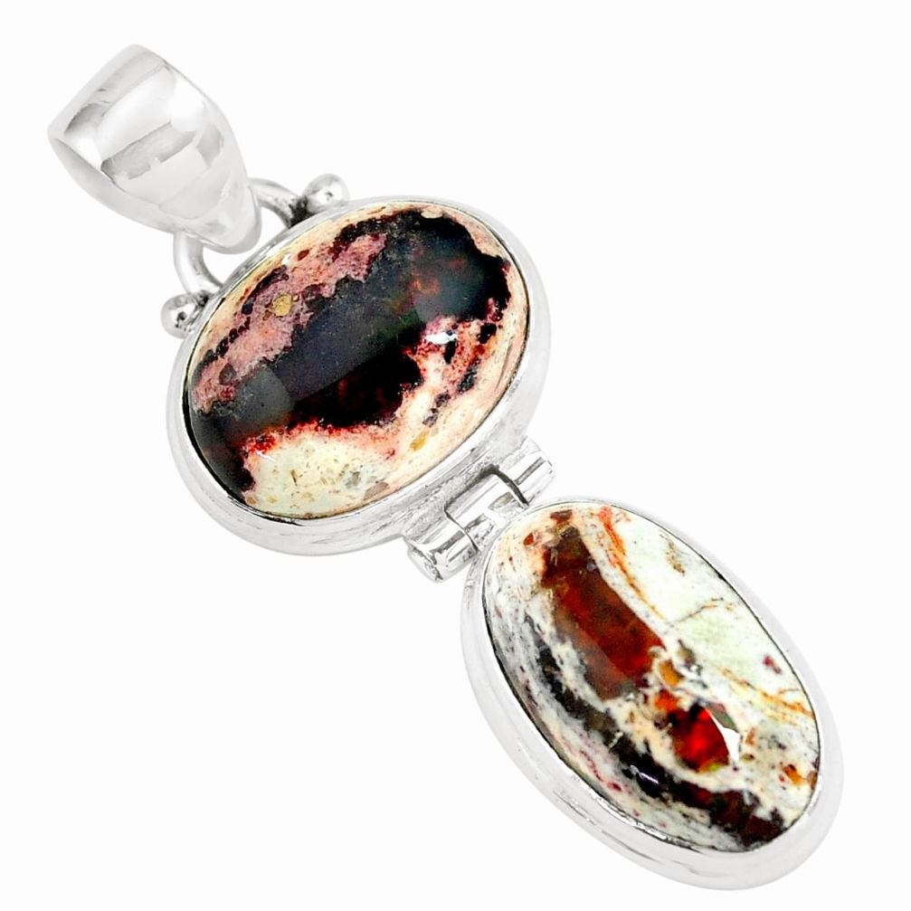 15.85cts natural multicolor mexican fire opal 925 sterling silver pendant p67765
