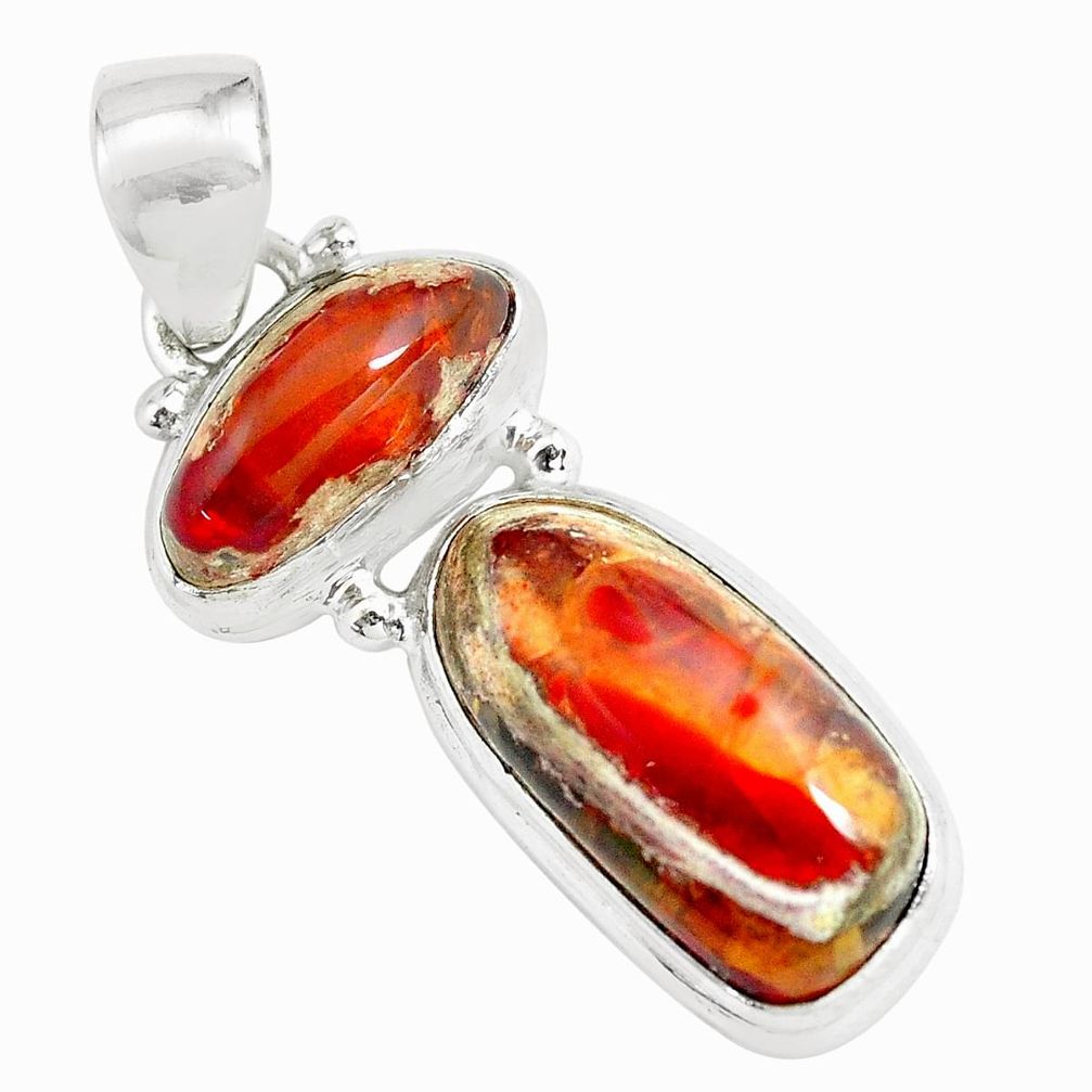 14.70cts natural multicolor mexican fire opal 925 sterling silver pendant p67767
