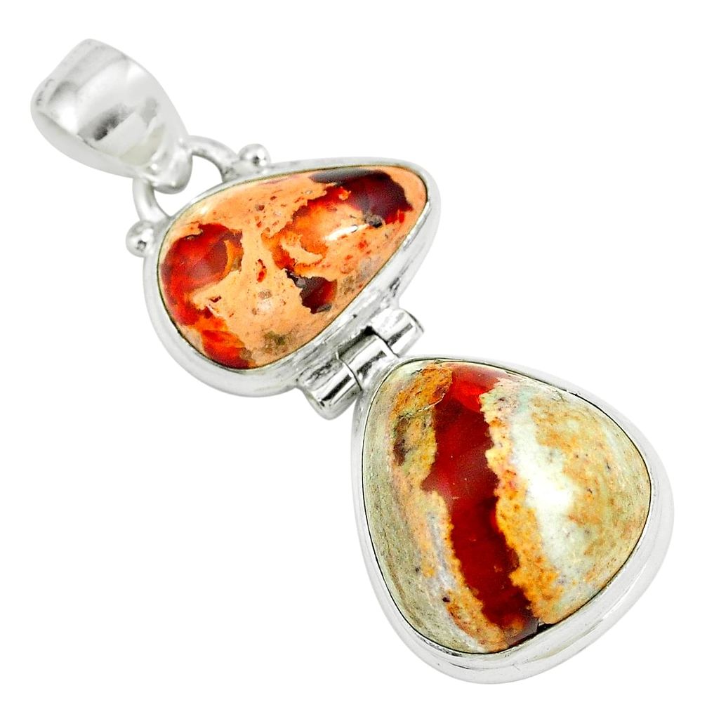 21.18cts natural multicolor mexican fire opal 925 sterling silver pendant p67773