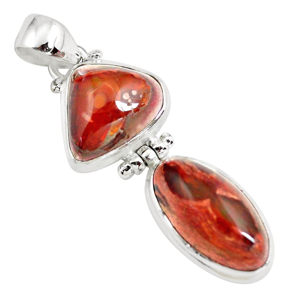 18.45cts natural multicolor mexican fire opal 925 sterling silver pendant p67788
