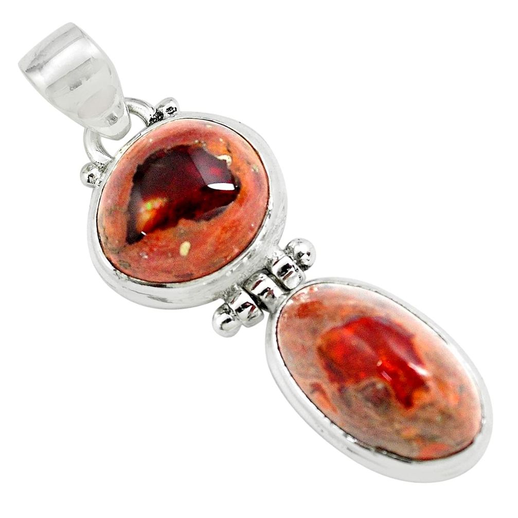 18.15cts natural multicolor mexican fire opal 925 sterling silver pendant p67789