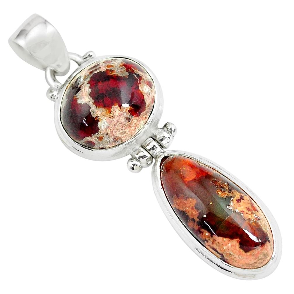 10.00cts natural multicolor mexican fire opal 925 sterling silver pendant p67791