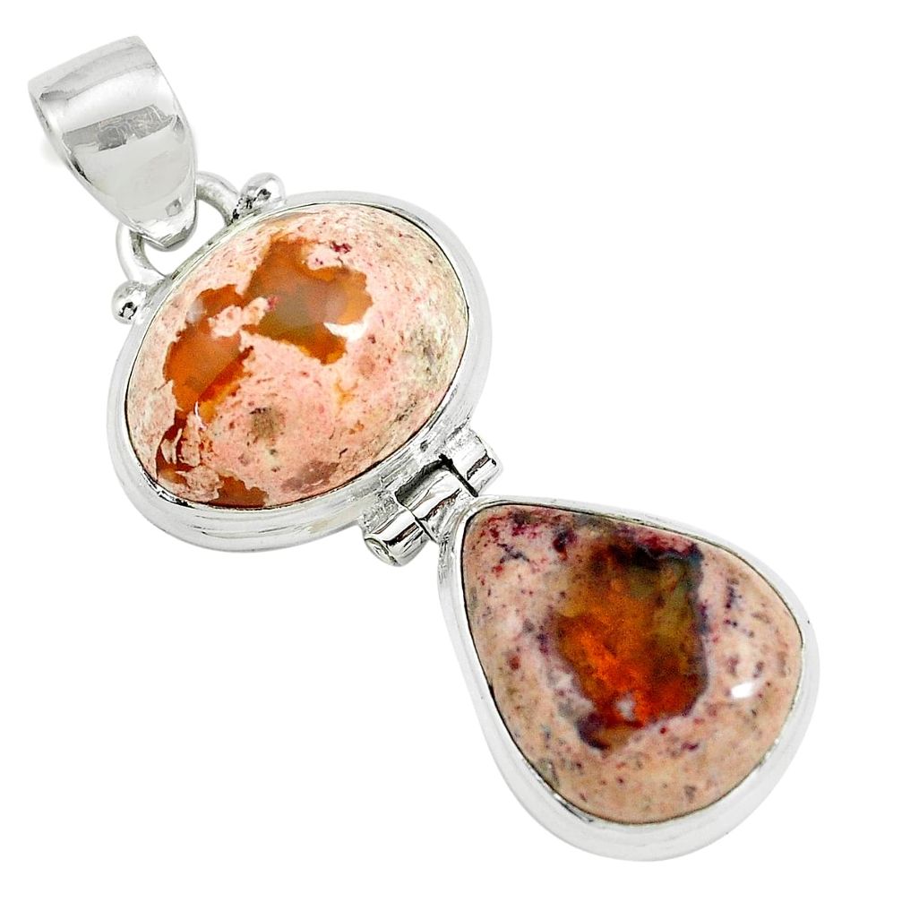 18.15cts natural multicolor mexican fire opal 925 sterling silver pendant p67794