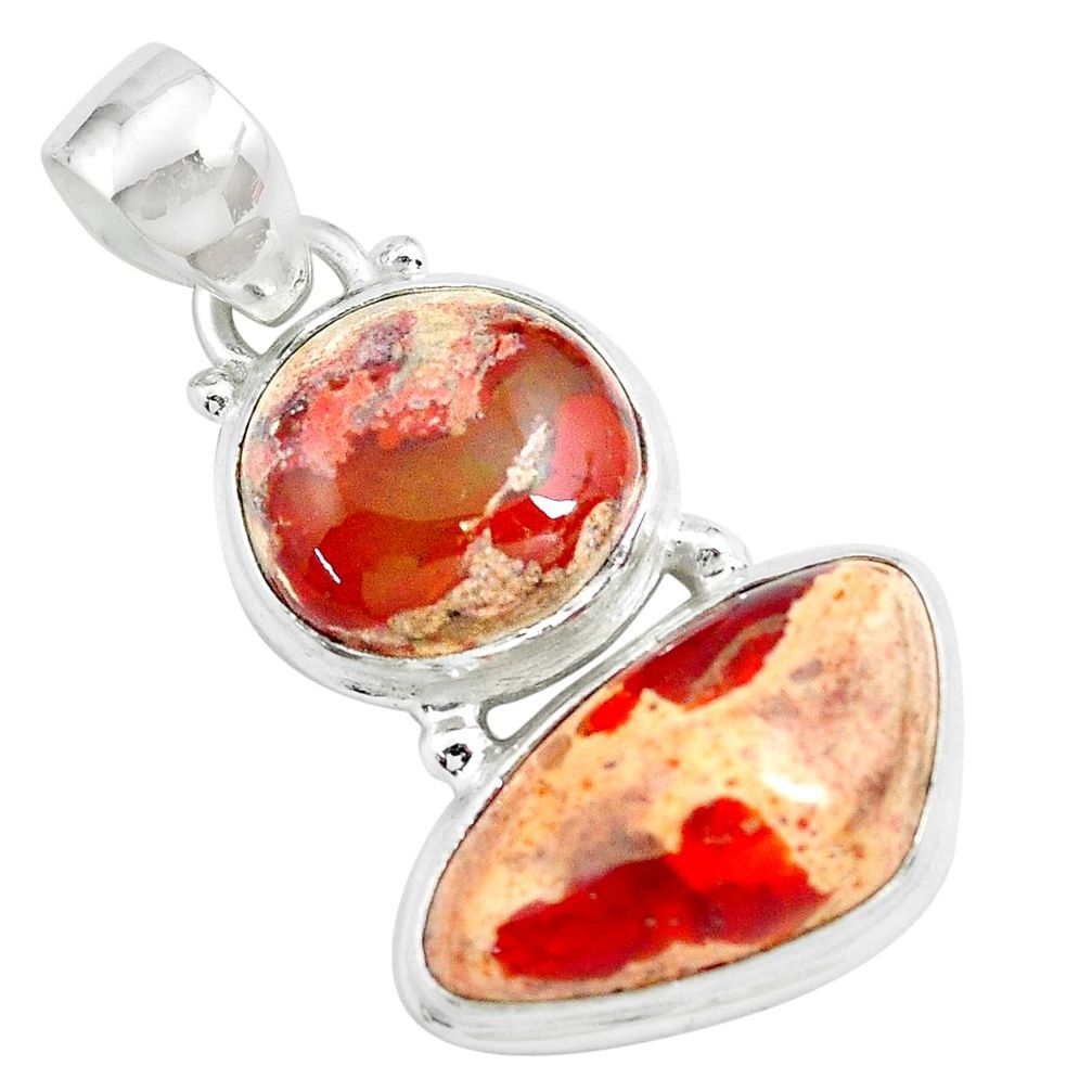 16.70cts natural multicolor mexican fire opal 925 sterling silver pendant p67798