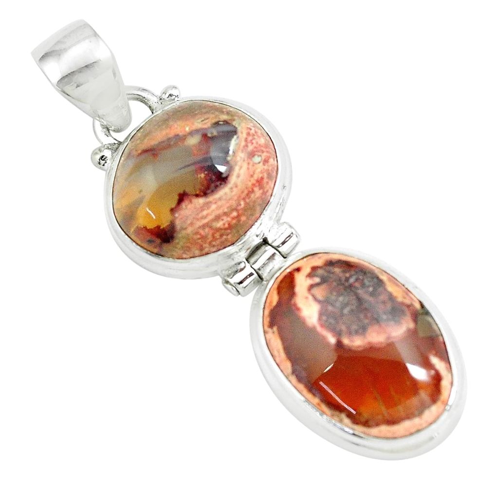 16.70cts natural multicolor mexican fire opal 925 sterling silver pendant p67800