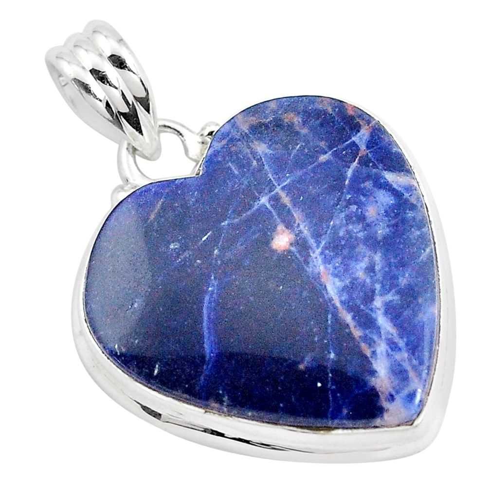20.65cts natural multicolor sodalite 925 sterling silver heart pendant p40441