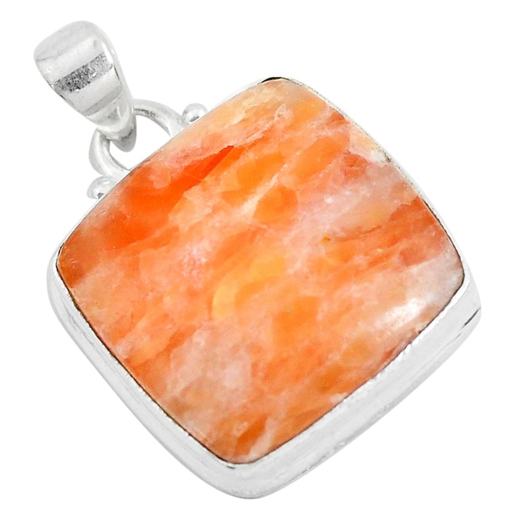 22.02cts natural orange calcite 925 sterling silver pendant jewelry d31272