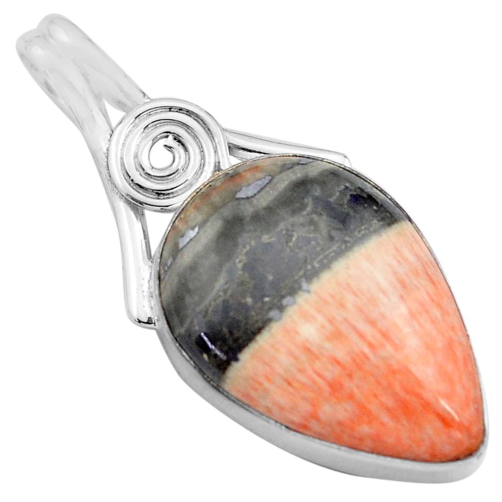 24.89cts natural orange celestobarite 925 sterling silver pendant jewelry p85309