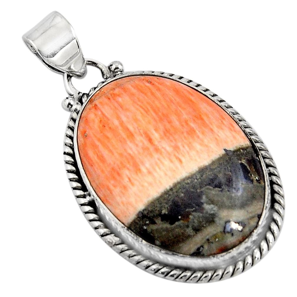 27.13cts natural orange celestobarite 925 sterling silver pendant jewelry p90477