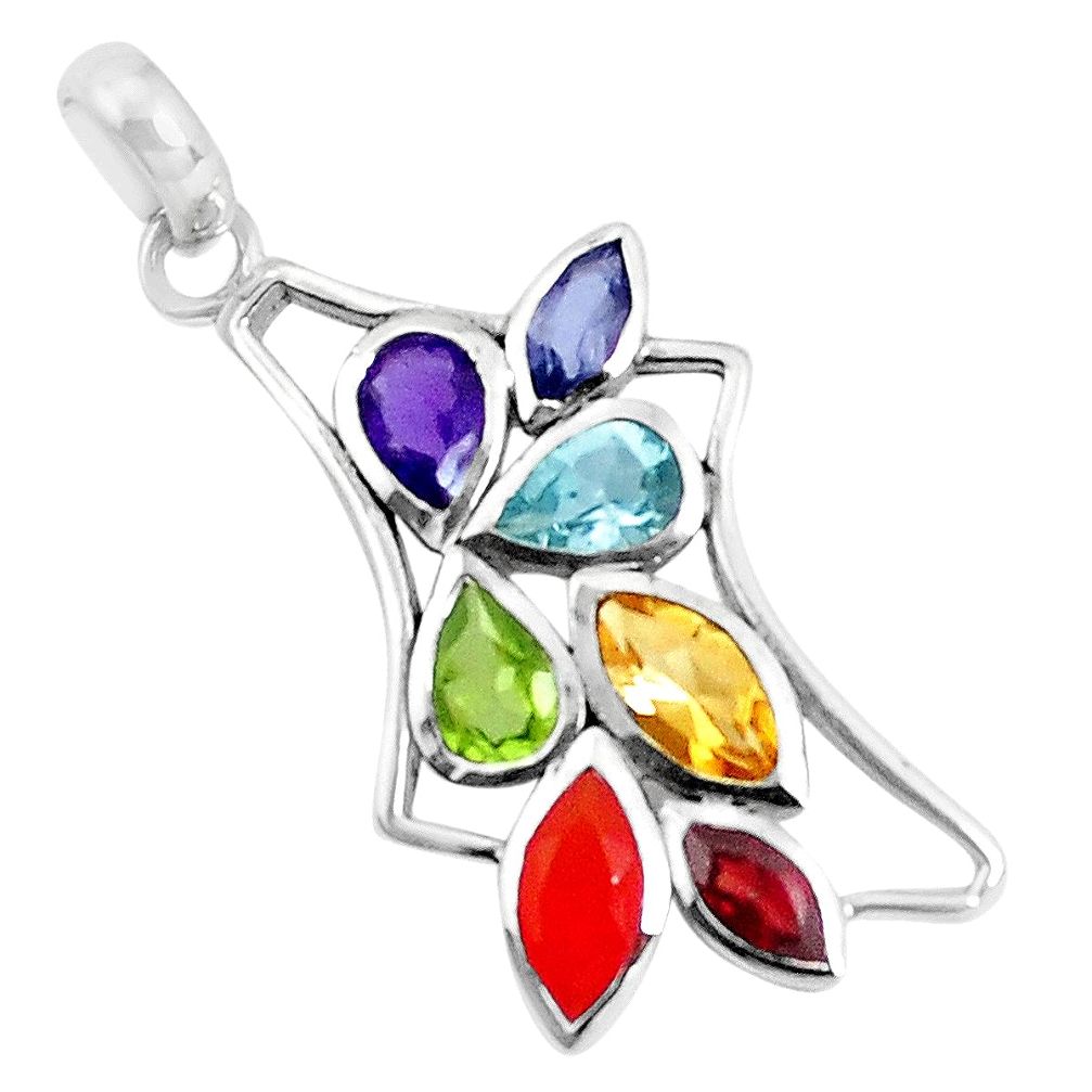 10.02cts natural orange cornelian (carnelian) 925 silver chakra pendant p36549