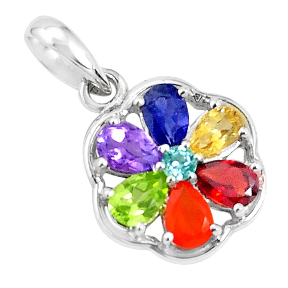 5.93cts natural orange cornelian (carnelian) 925 silver chakra pendant p36568