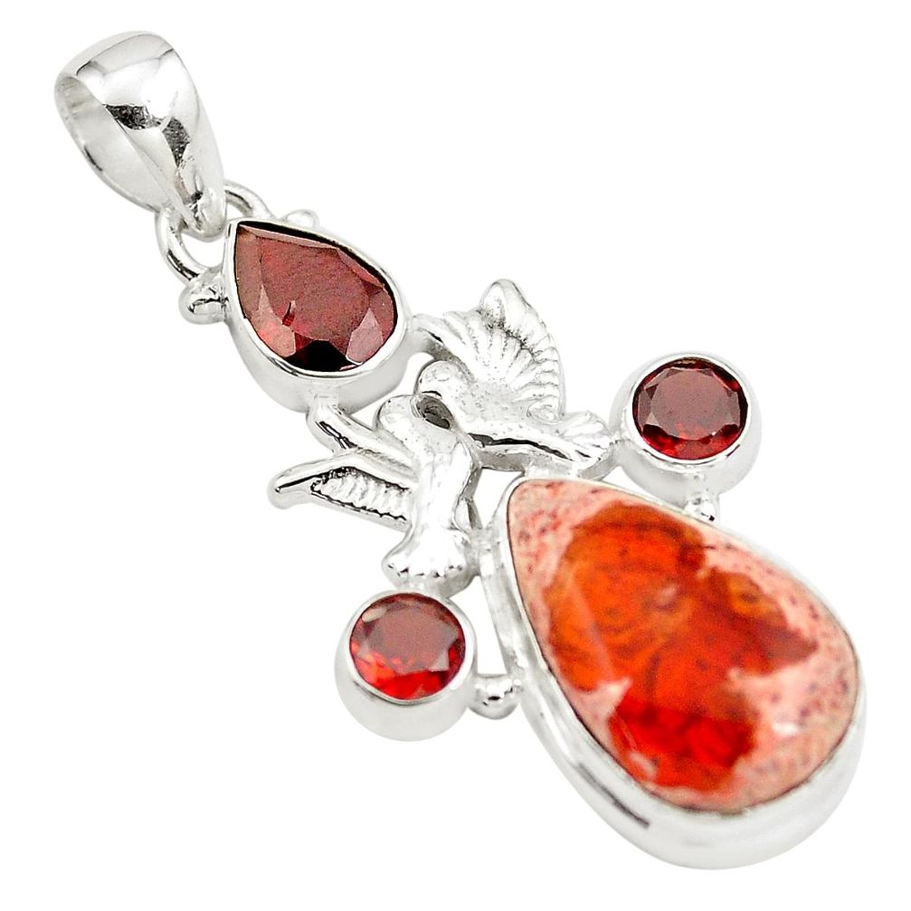 15.69cts natural orange mexican fire opal 925 silver love birds pendant p78083