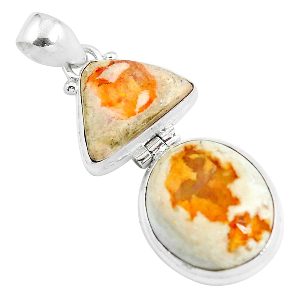 21.68cts natural orange mexican fire opal 925 sterling silver pendant d31885