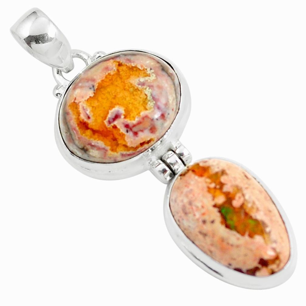 25.57cts natural orange mexican fire opal 925 sterling silver pendant d31888