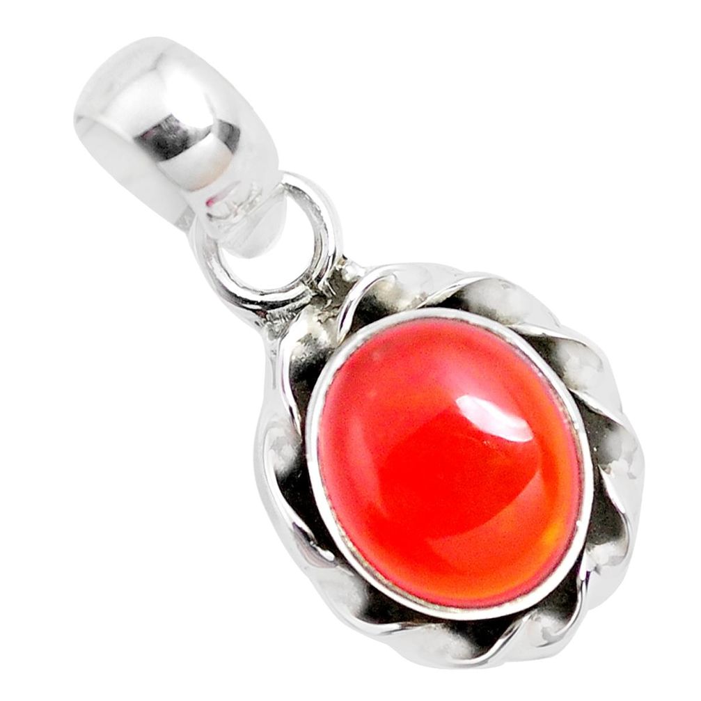 3.70cts natural orange mexican fire opal 925 sterling silver pendant p41525