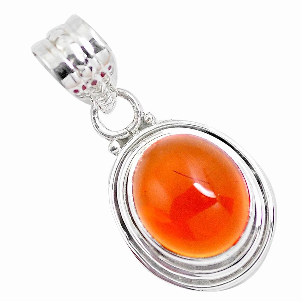 5.11cts natural orange mexican fire opal 925 sterling silver pendant p41529