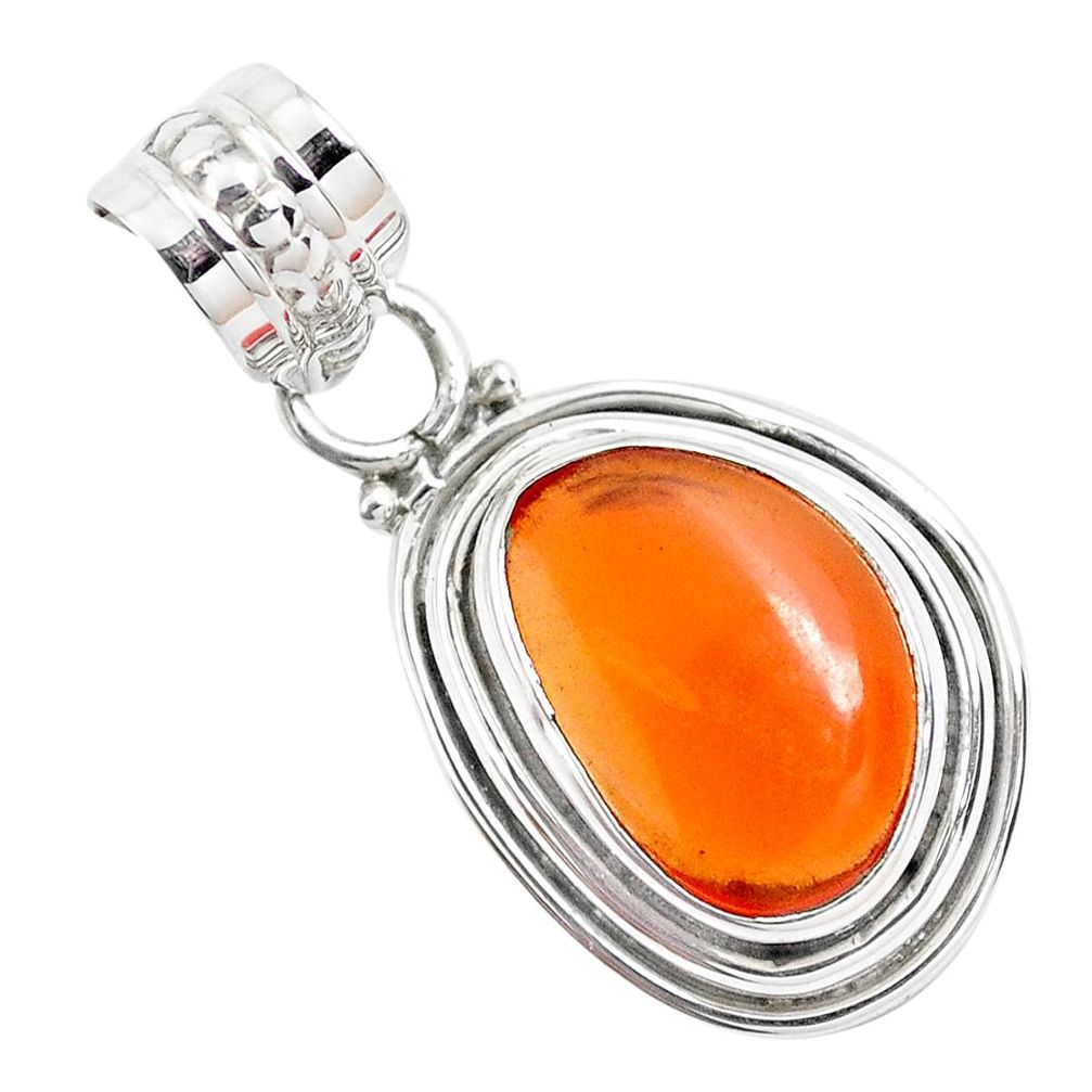 4.67cts natural orange mexican fire opal 925 sterling silver pendant p41531