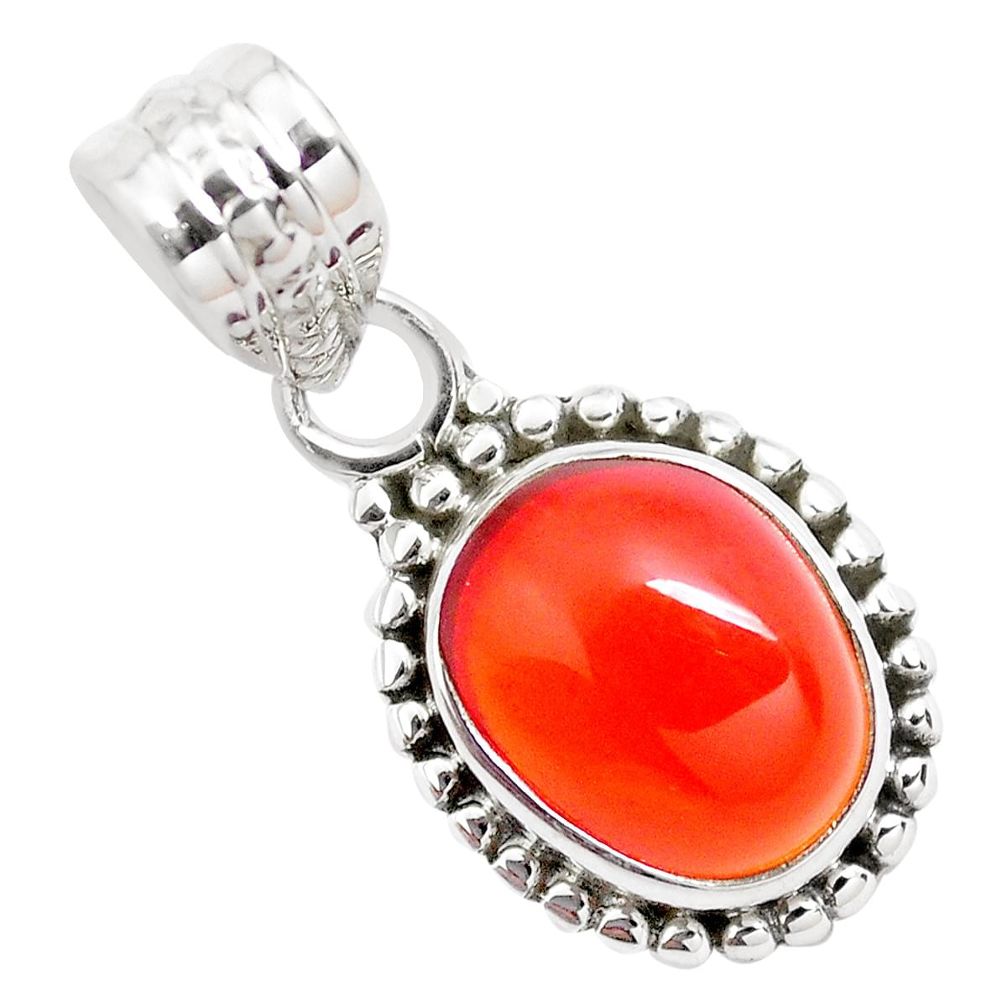 4.52cts natural orange mexican fire opal 925 sterling silver pendant p41538