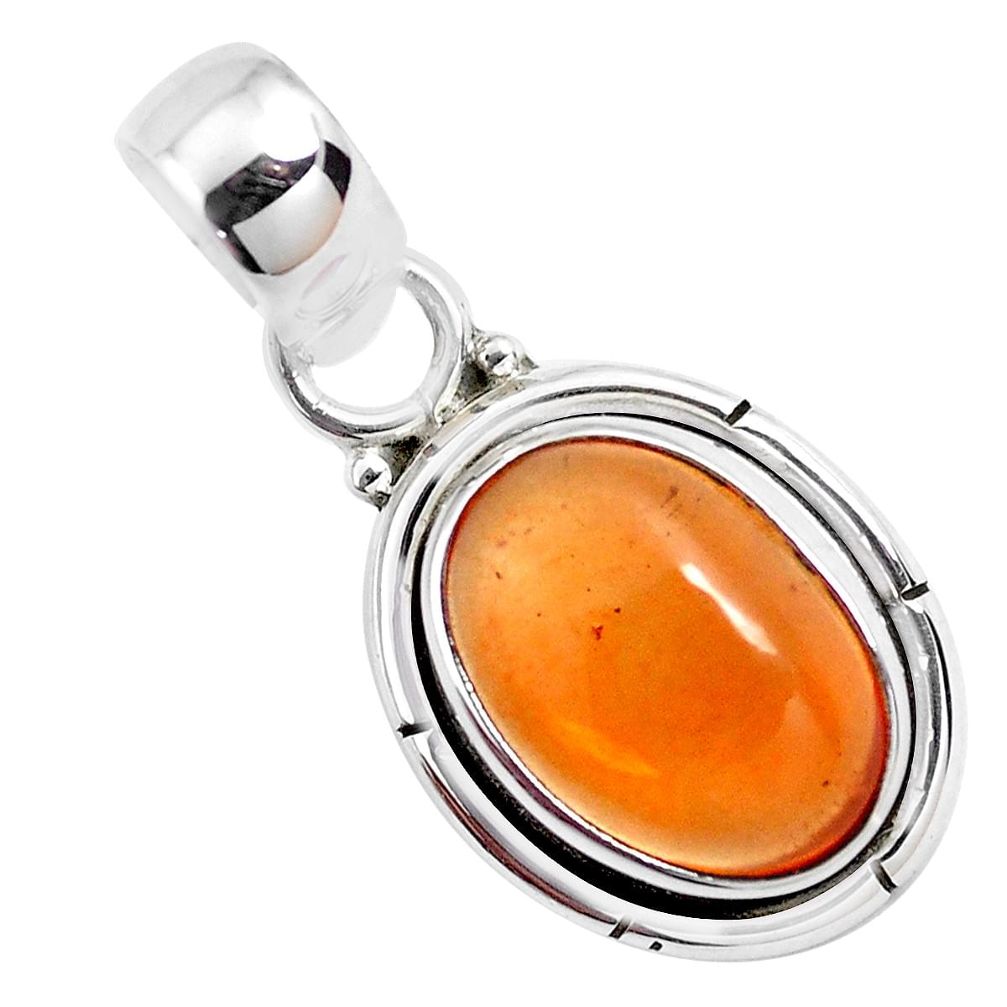 3.69cts natural orange mexican fire opal 925 sterling silver pendant p41540