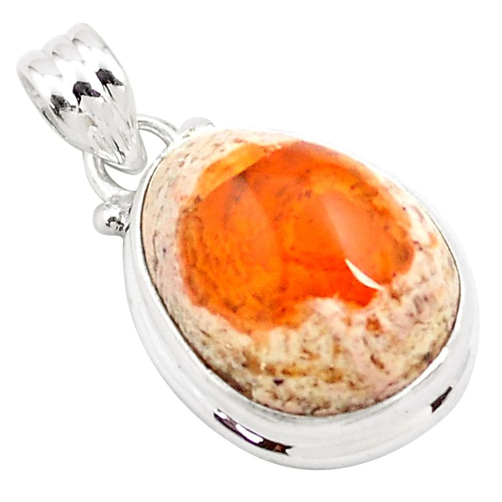 16.49cts natural orange mexican fire opal 925 sterling silver pendant p76282