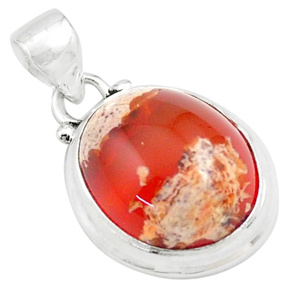 15.02cts natural orange mexican fire opal 925 sterling silver pendant p76292