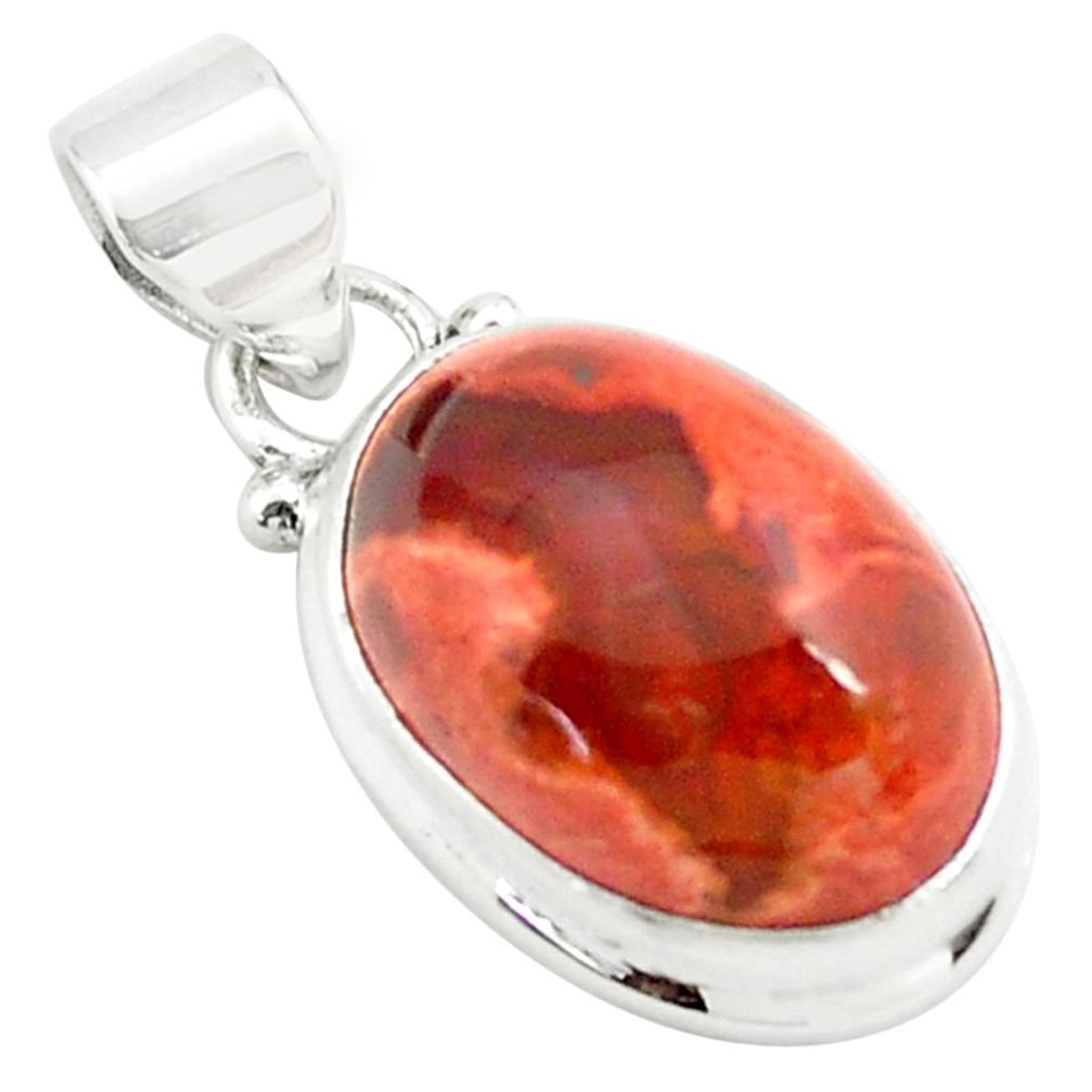 14.72cts natural orange mexican fire opal 925 sterling silver pendant p76310