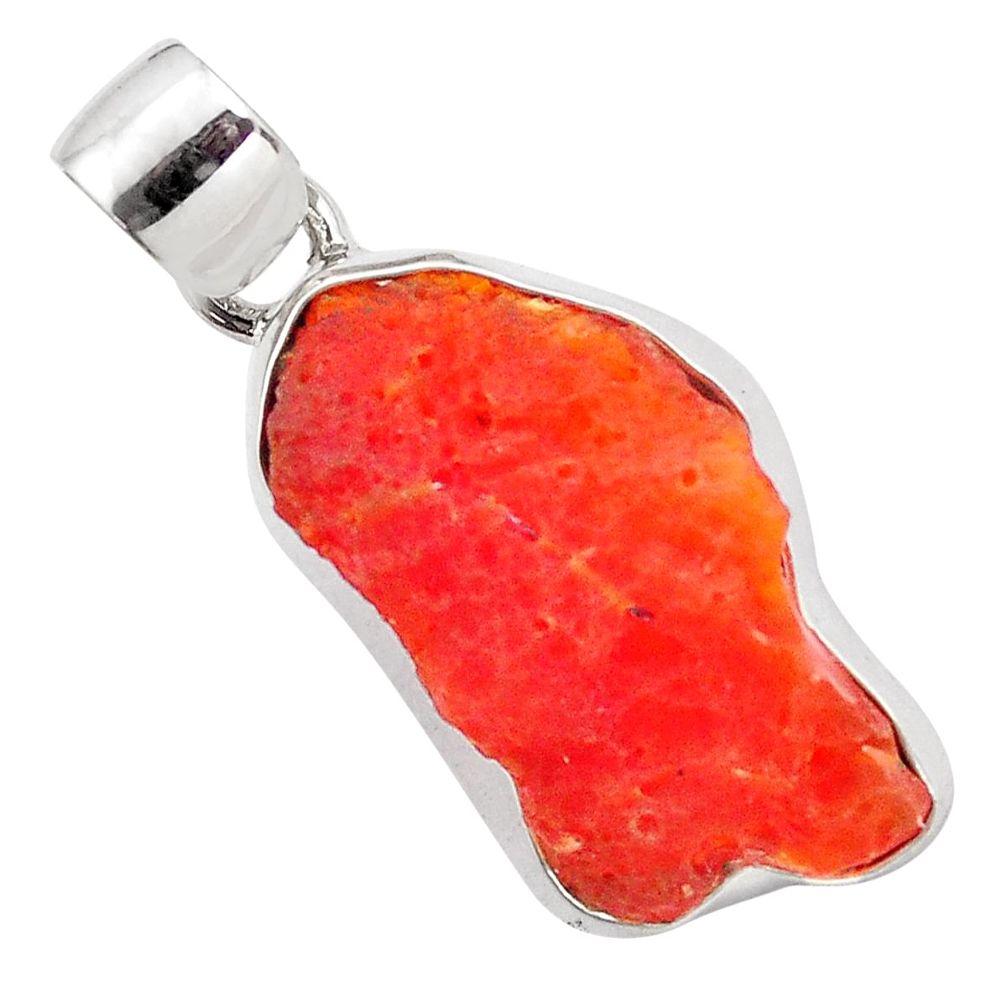 11.26cts natural orange mexican fire opal 925 sterling silver pendant p84281