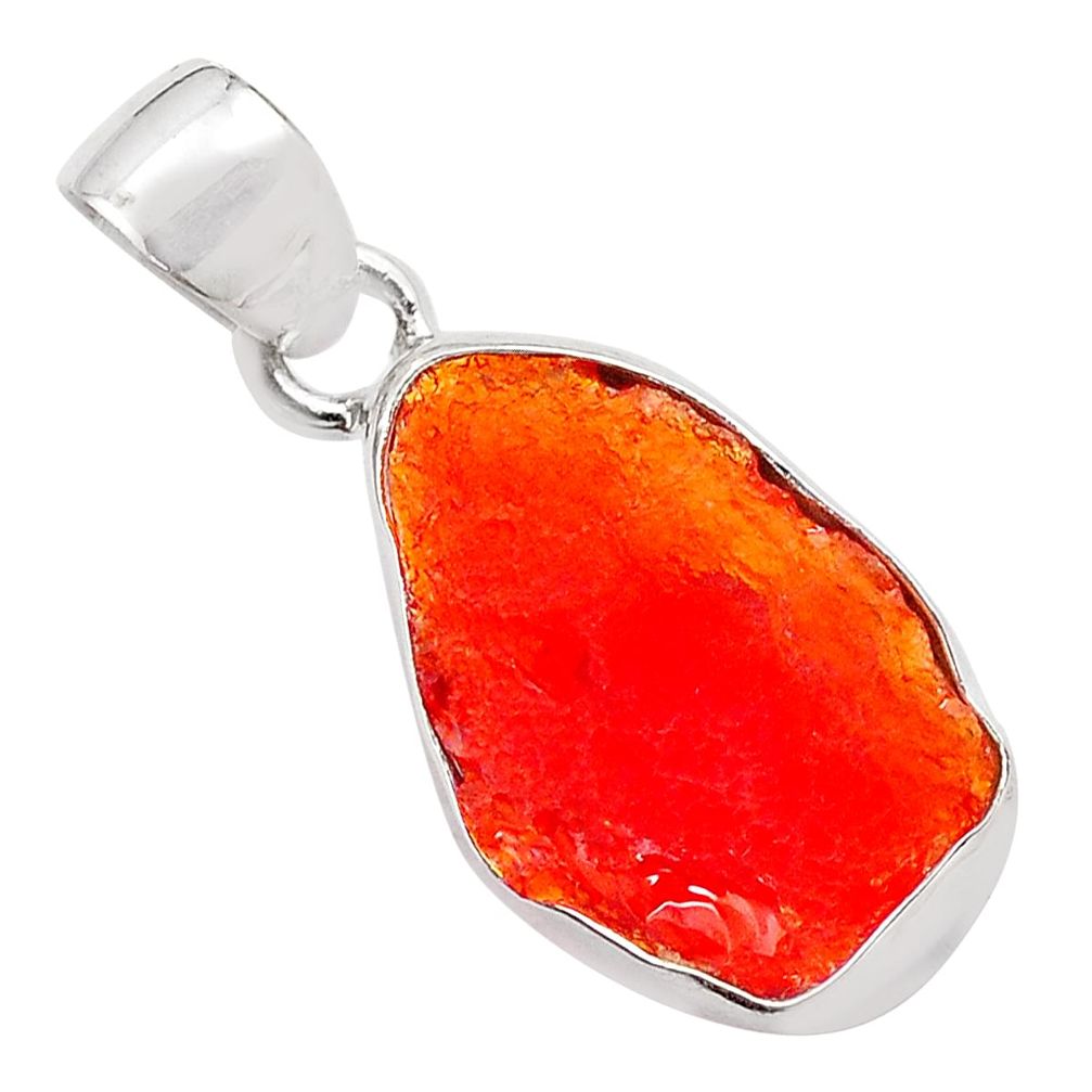 13.10cts natural orange mexican fire opal 925 sterling silver pendant p84286