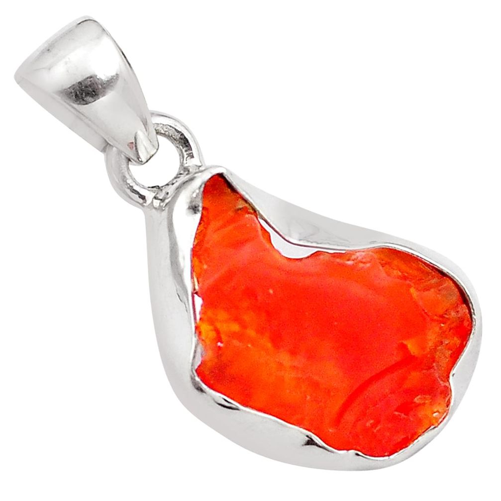 11.17cts natural orange mexican fire opal 925 sterling silver pendant p84307