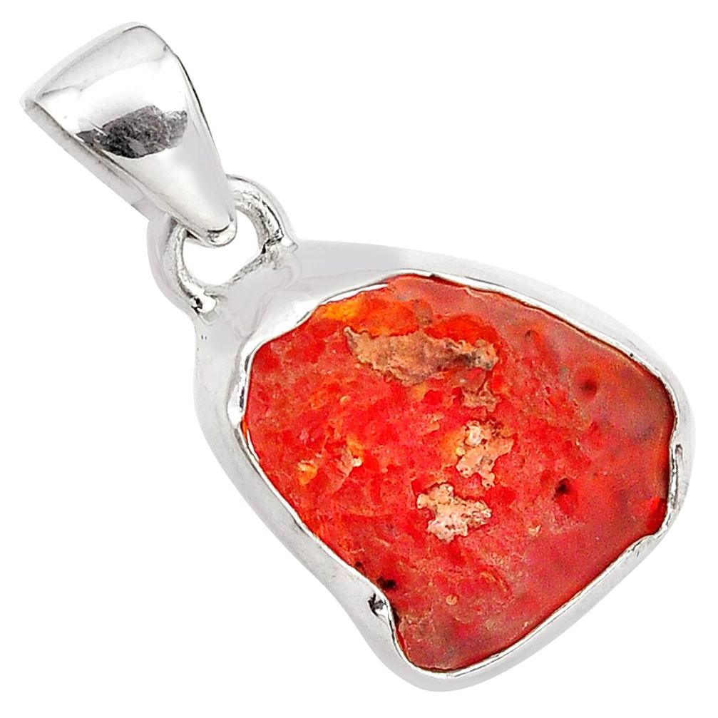 9.72cts natural orange mexican fire opal 925 sterling silver pendant p84315