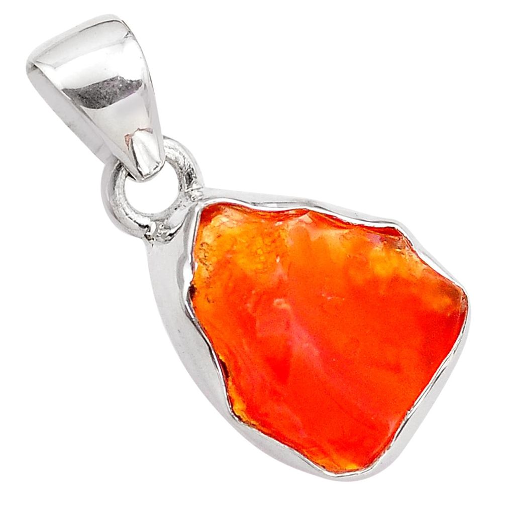 8.70cts natural orange mexican fire opal 925 sterling silver pendant p84318