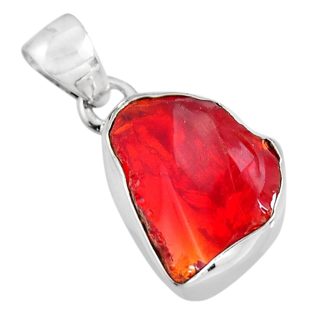 8.71cts natural orange mexican fire opal 925 sterling silver pendant p92173