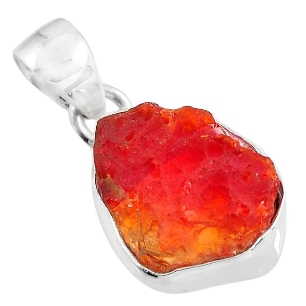 8.71cts natural orange mexican fire opal 925 sterling silver pendant p92174