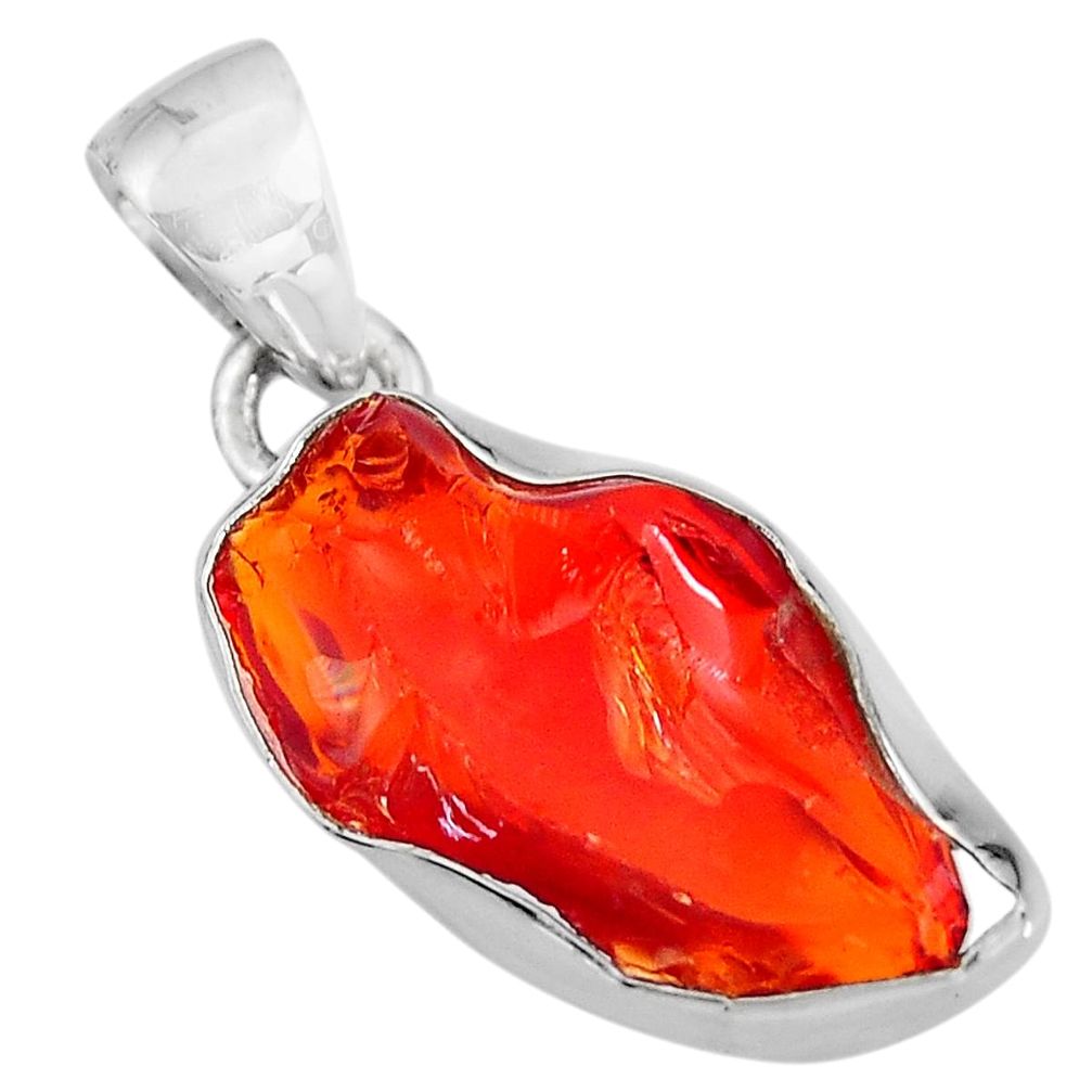 7.97cts natural orange mexican fire opal 925 sterling silver pendant p92177