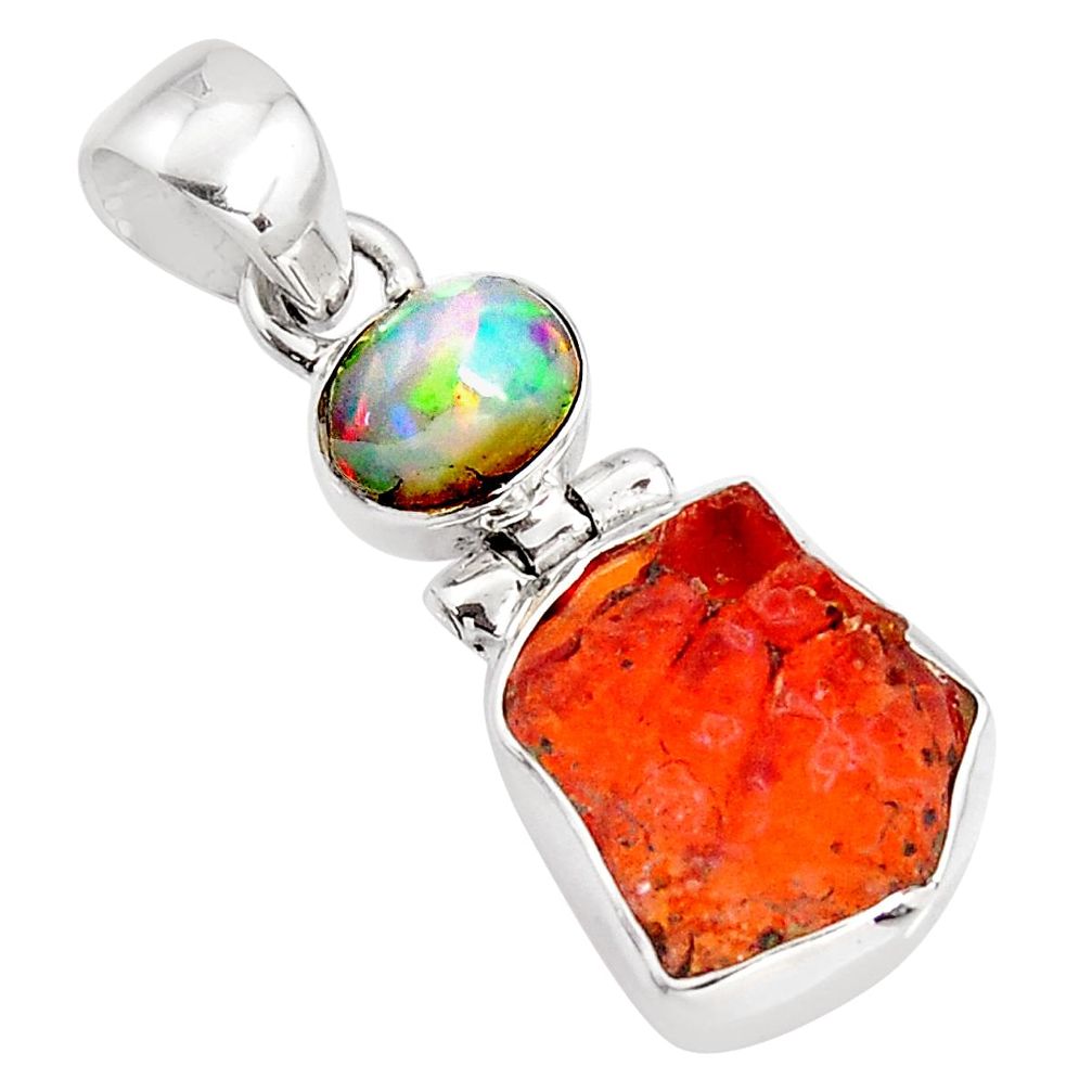 9.25cts natural orange mexican fire opal ethiopian opal silver pendant p92973