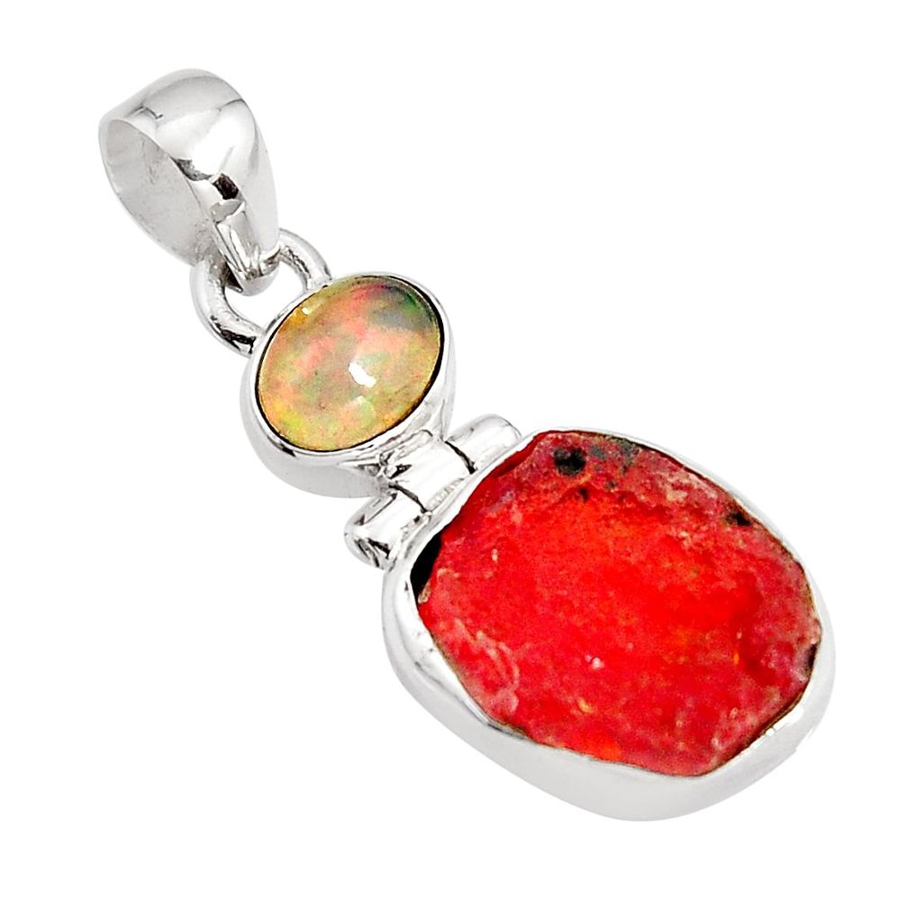 8.49cts natural orange mexican fire opal ethiopian opal silver pendant p92974