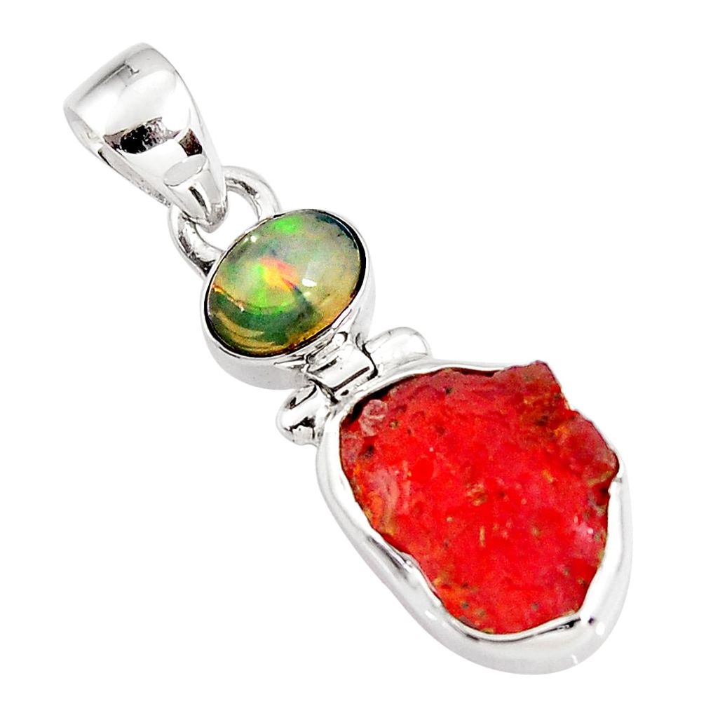 8.95cts natural orange mexican fire opal ethiopian opal silver pendant p92975