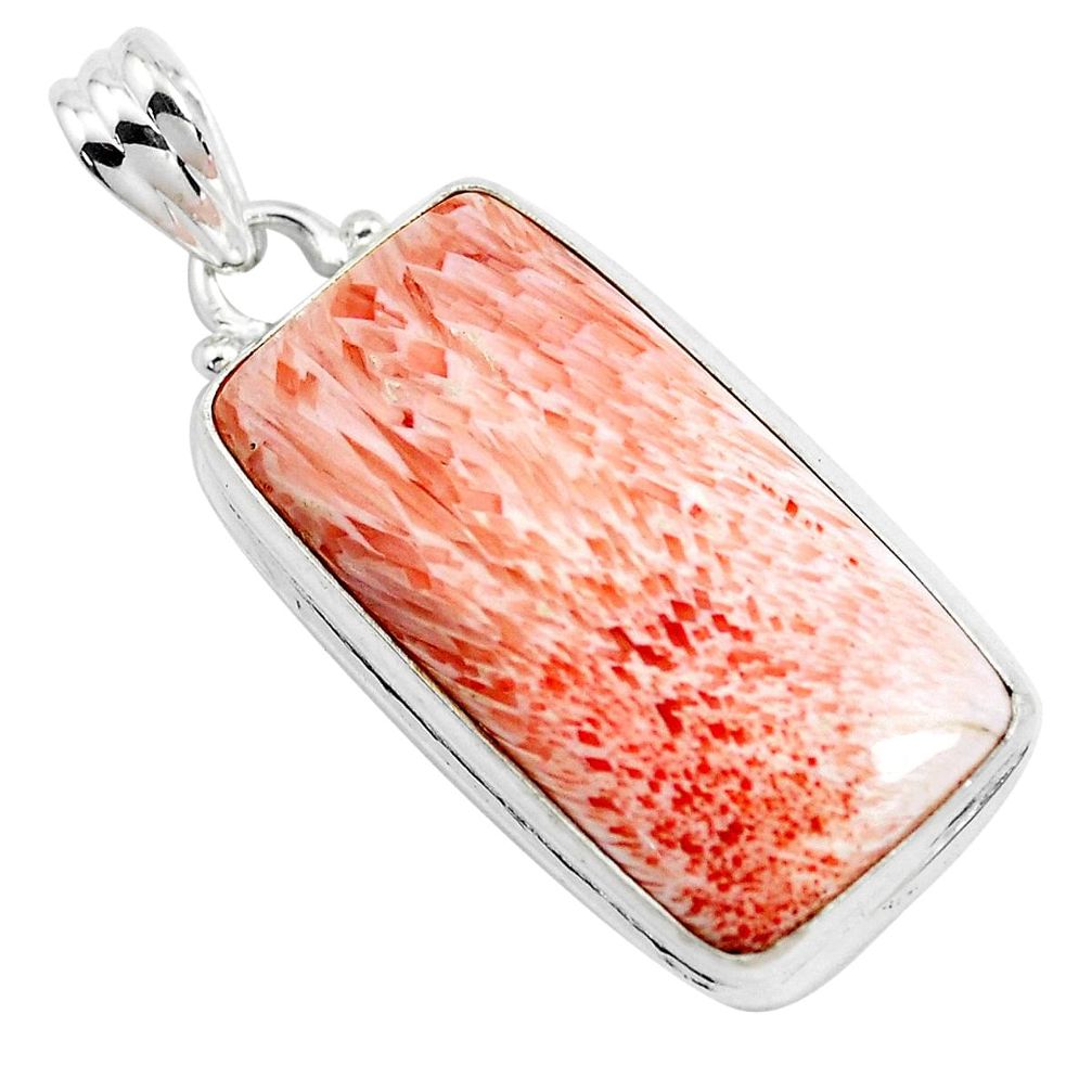 22.07cts natural orange scolecite high vibration crystal silver pendant p40922