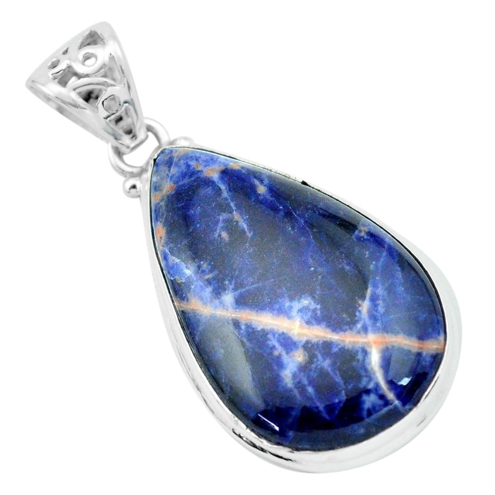 20.88cts natural orange sodalite 925 sterling silver pendant jewelry p66321