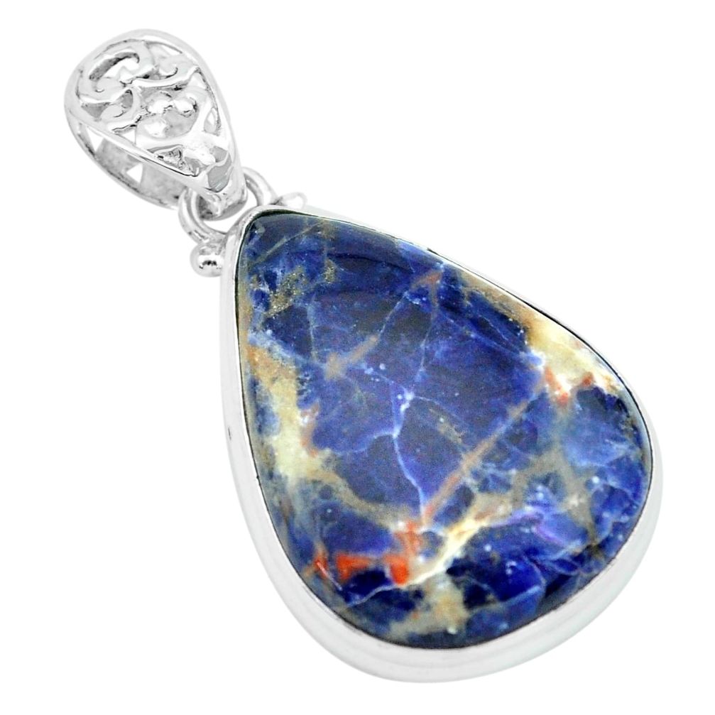 22.44cts natural orange sodalite 925 sterling silver pendant jewelry p66327