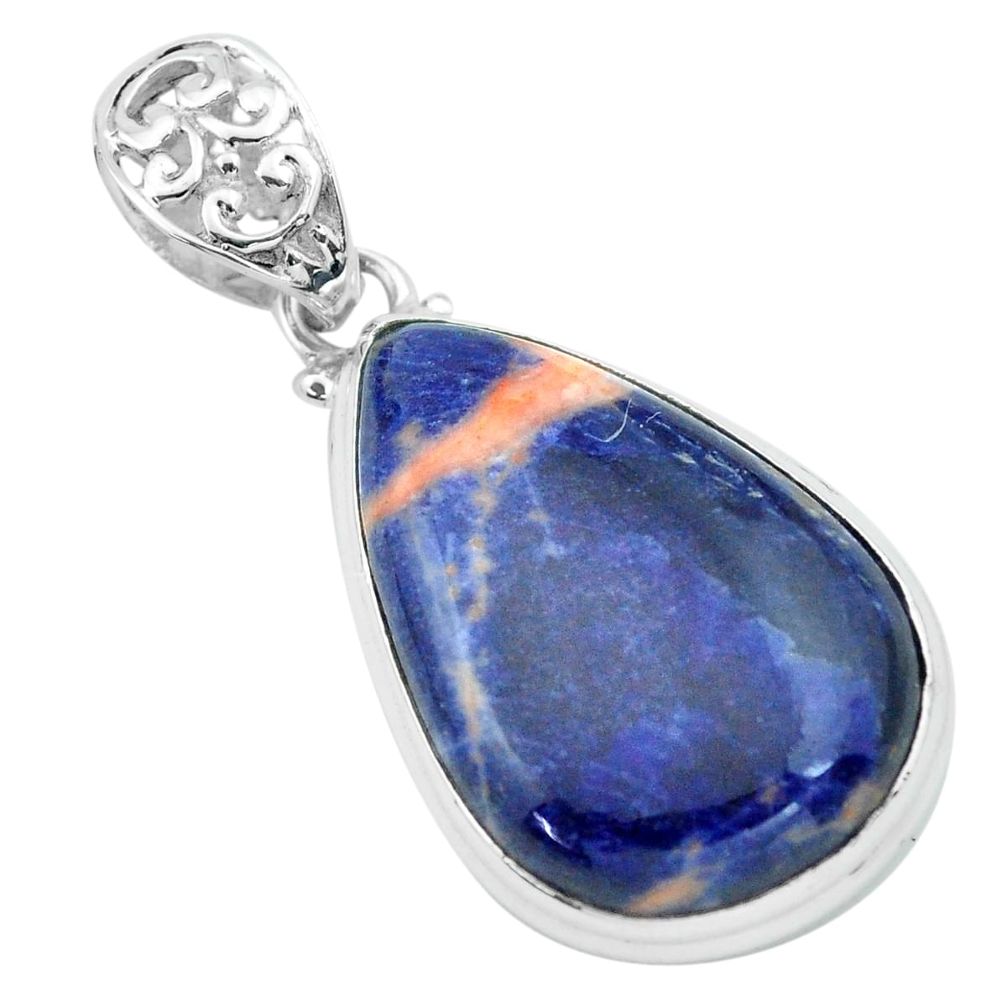 19.23cts natural orange sodalite 925 sterling silver pendant jewelry p66329