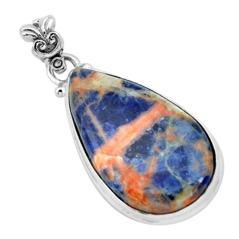 16.73cts natural orange sodalite 925 sterling silver pendant jewelry p66330
