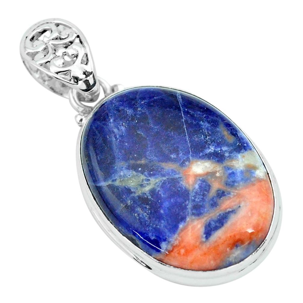 23.46cts natural orange sodalite 925 sterling silver pendant jewelry p66332