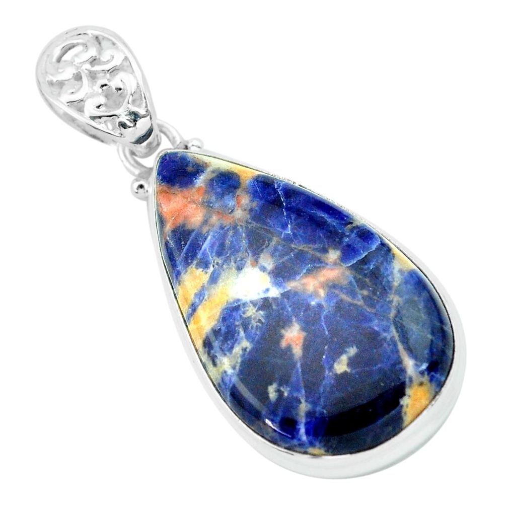 20.88cts natural orange sodalite 925 sterling silver pendant jewelry p66339