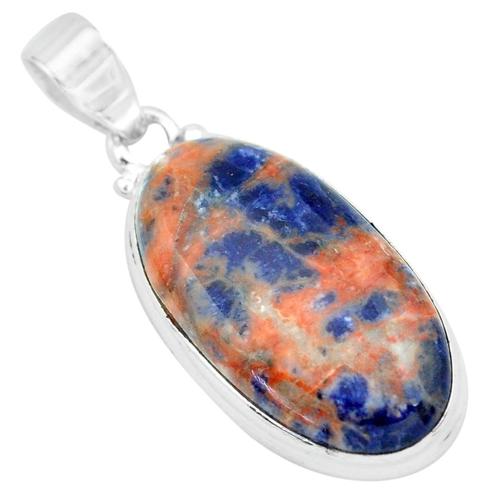 19.23cts natural orange sodalite 925 sterling silver pendant jewelry p66392