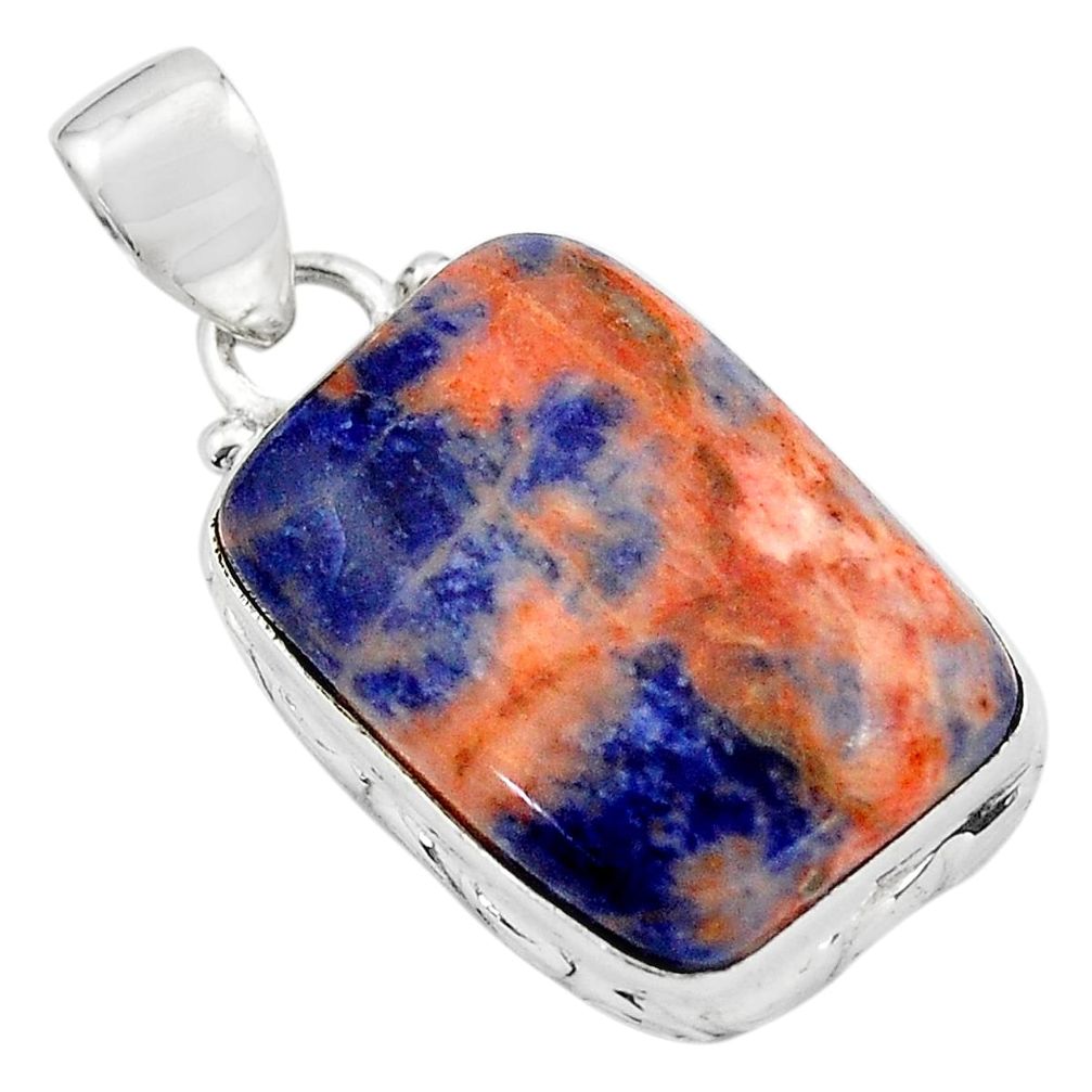 16.70cts natural orange sodalite 925 sterling silver pendant jewelry p85376