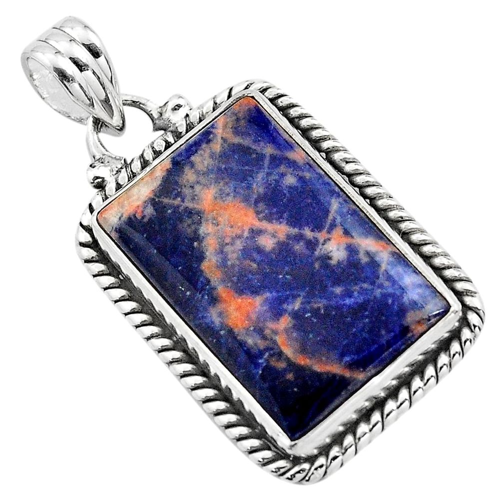 17.22cts natural orange sodalite 925 sterling silver pendant jewelry p85445
