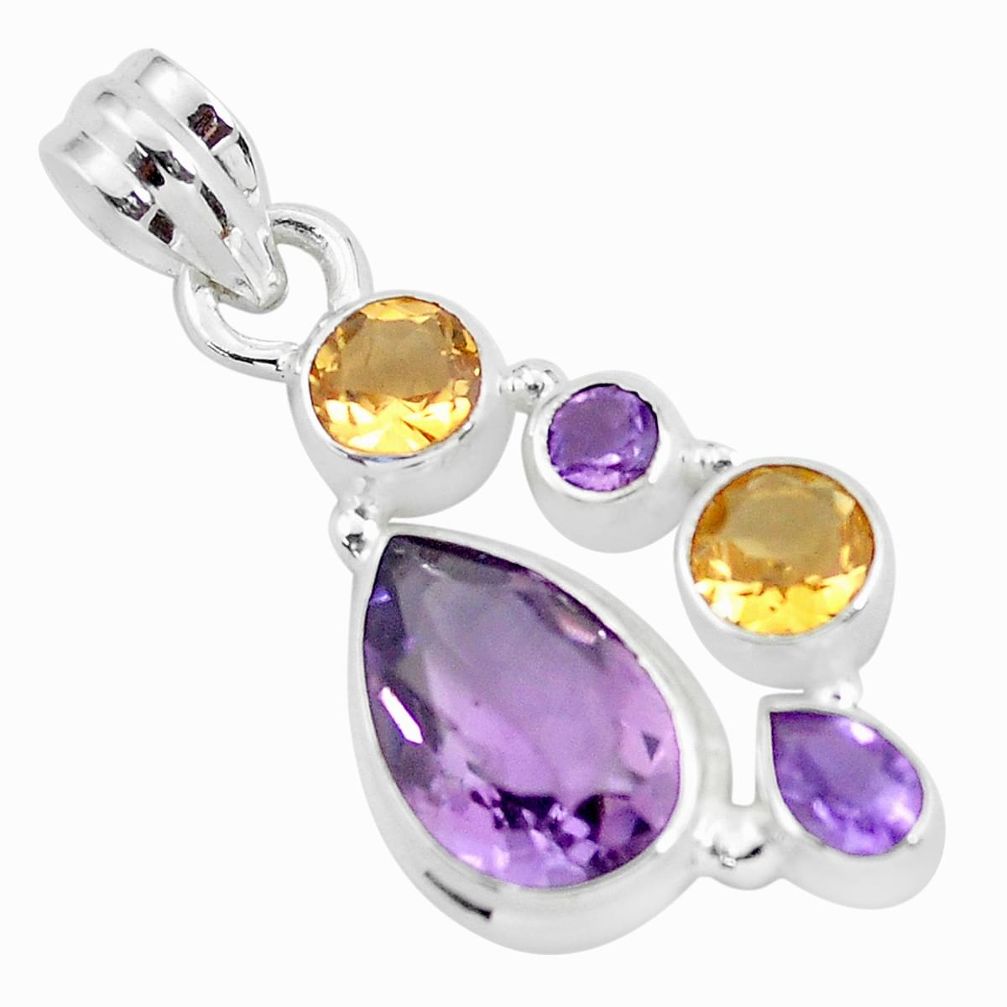 8.14cts natural pink amethyst citrine 925 sterling silver pendant jewelry p59281