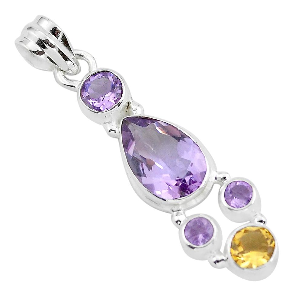 7.40cts natural pink amethyst citrine 925 sterling silver pendant jewelry p59282