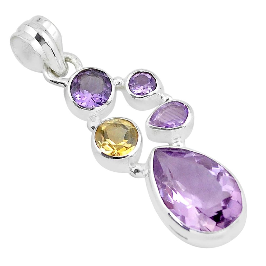 8.15cts natural pink amethyst citrine 925 sterling silver pendant jewelry p59283